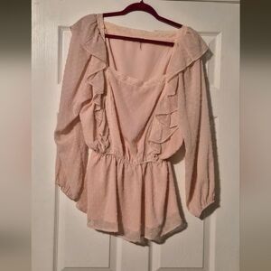 Elegant Ruffled Blouse in Soft Pink